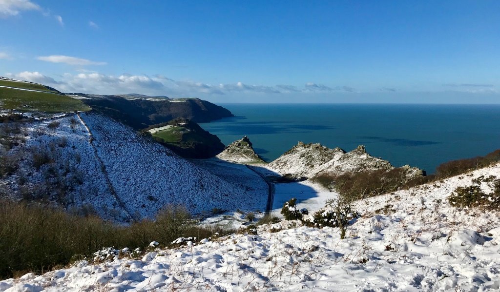 Lynton And Lynmouth Snow In The Valley Of Rocks